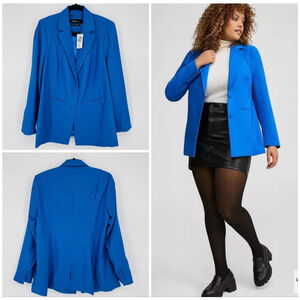 NWT Torrid Studio Vibrant Blue Soho Refined Crepe Stretch Blazer M/L 10